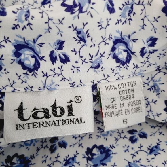 TABI | 100% Cotton Ditsy Floral Button Down Shirt White & Blue Sz 6 - Picture 12 of 12